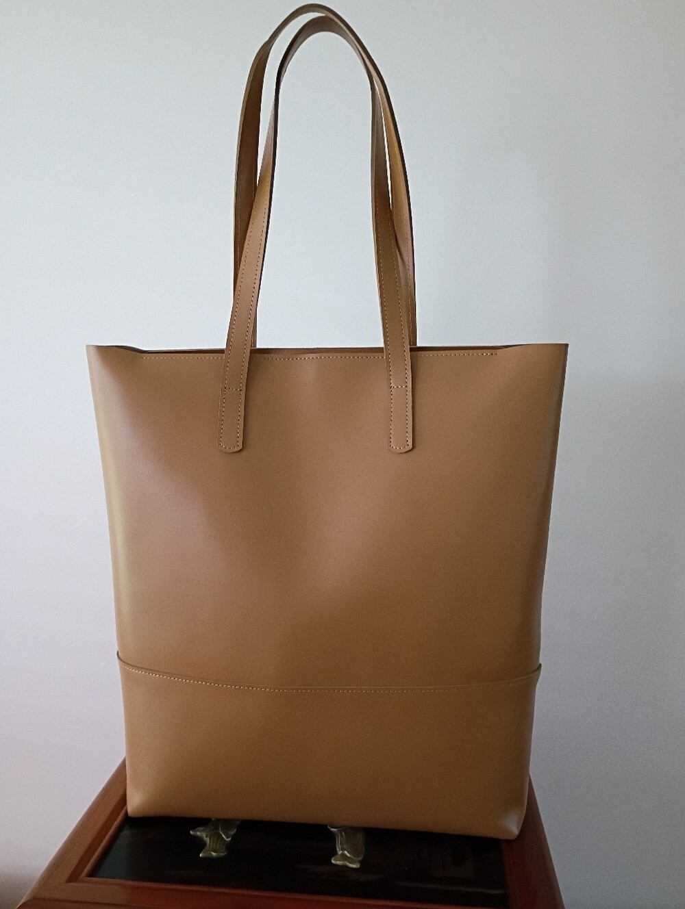 Soft Classic Box Calf Leather Shopping Tote Handsome Unisex